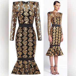 Zhivago Black and Gold Midi Dress